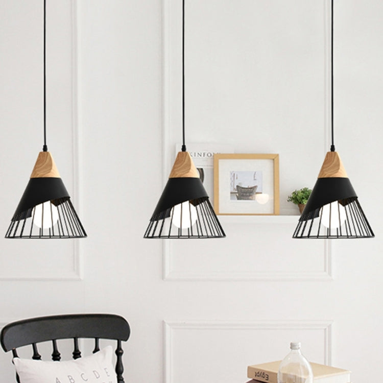 E27 Modern Lighting Iron Solid Wood Pendant Light Hanging Lamp (Black) - free shipping - PMC Jewellery - Order now!