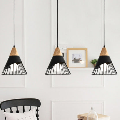 E27 Modern Lighting Iron Solid Wood Pendant Light Hanging Lamp (Black) - free shipping - PMC Jewellery - Order now!