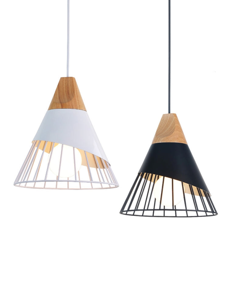 E27 Modern Lighting Iron Solid Wood Pendant Light Hanging Lamp (Black) - free shipping - PMC Jewellery - Order now!
