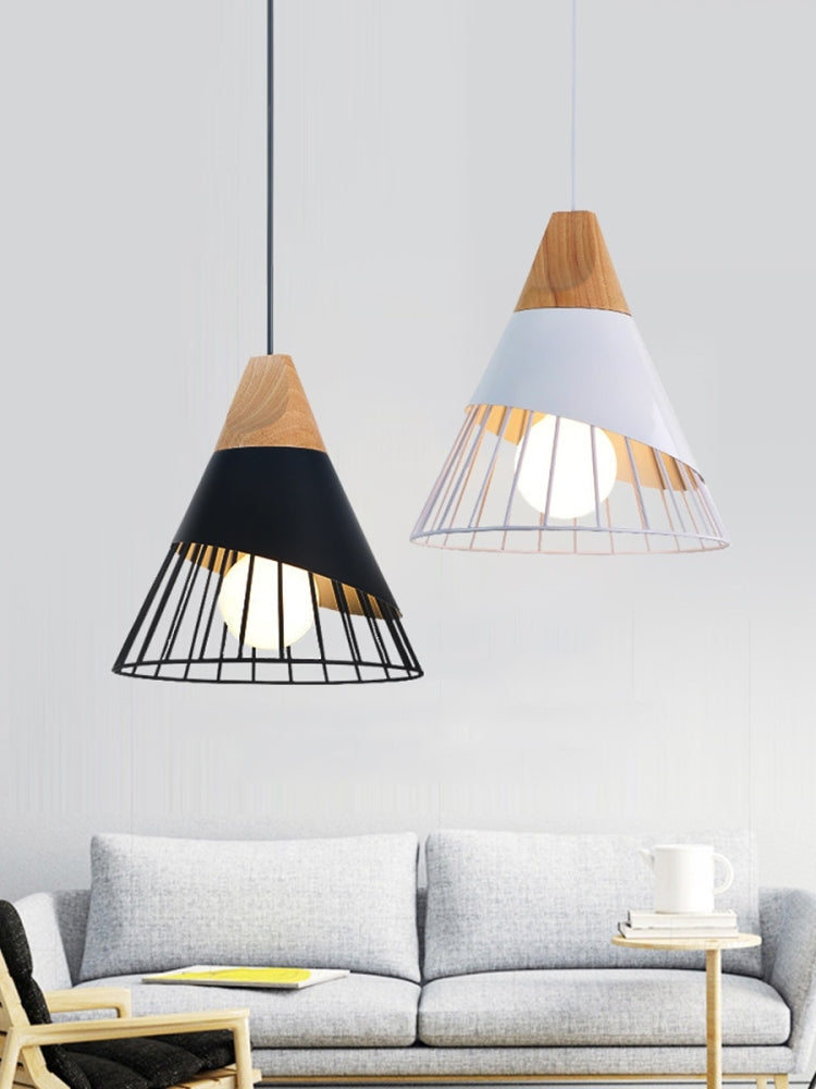 E27 Modern Lighting Iron Solid Wood Pendant Light Hanging Lamp (Black) - free shipping - PMC Jewellery - Order now!