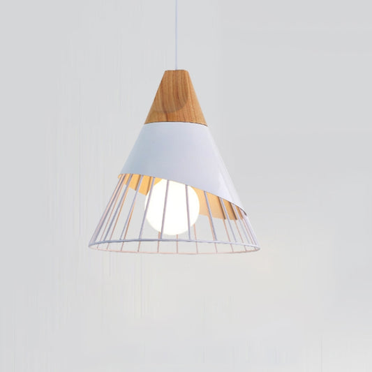 E27 Modern Lighting Iron Solid Wood Pendant Light Hanging Lamp(White) - free shipping - PMC Jewellery - Order now!