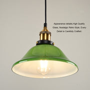 LED Industrial Edison Vintage Style Hanging lamp Green Emerald Glass Pendant Light with E27 Bulb (Warm White)
