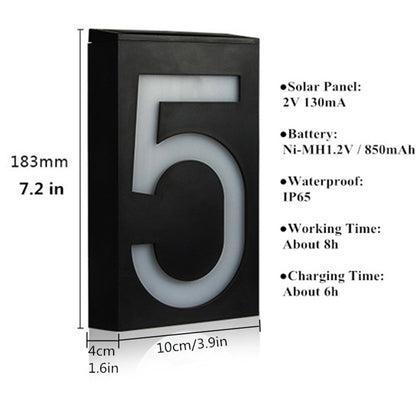 0.36W Solar Powered Wall Mount 6 LEDs Lighting Doorplate Lamp House Number Porch Lights with Solar Pannel(2) - free shipping - PMC Jewellery - Order now!