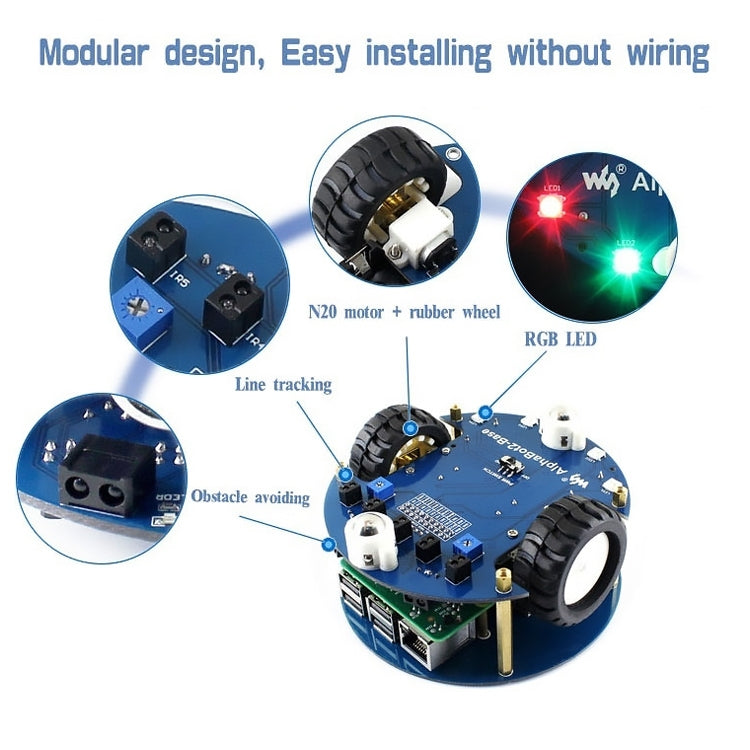 Waveshare AlphaBot2 Robot Building Kit For Raspberry Pi 3 Model B (No Pi) - Robotics Accessories by PMC TechLife | Online Shopping South Africa | PMC TechLife | Buy Now Pay Later Mobicred