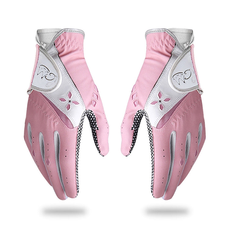PGM One Pair Golf Non-Slip PU Leather Gloves for Women (Color:Pink Size:19)