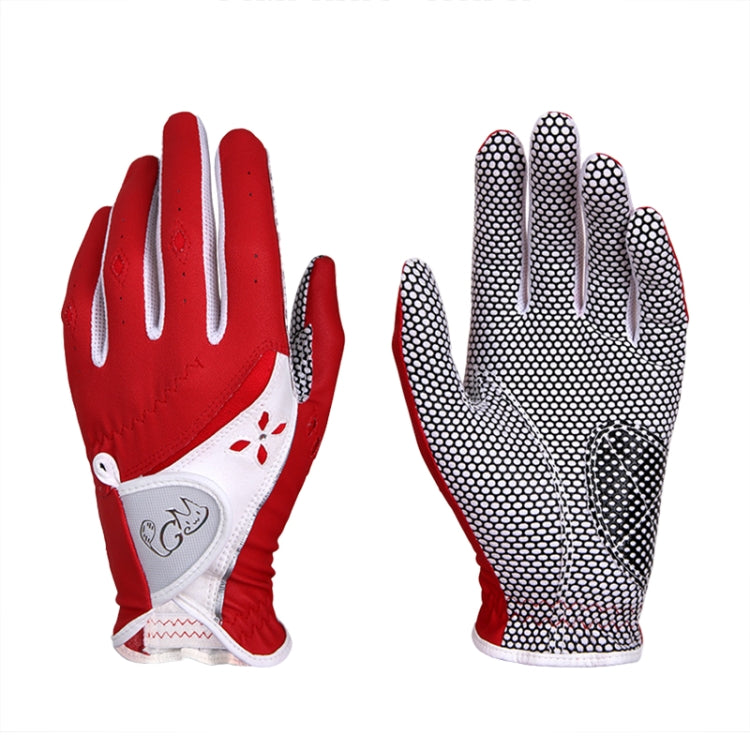 PGM One Pair Golf Non-Slip PU Leather Gloves for Women (Color:Red Size:20) - free shipping - PMC TechLife - Order now!