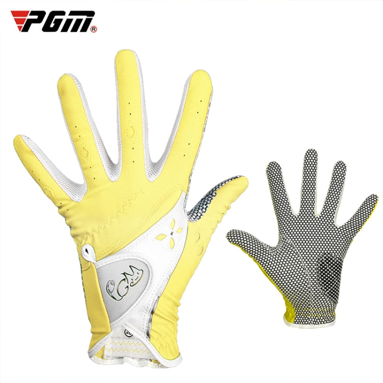 PGM One Pair Golf Non-Slip PU Leather Gloves for Women (Color:Yellow Size:20) - free shipping - PMC TechLife - Order now!