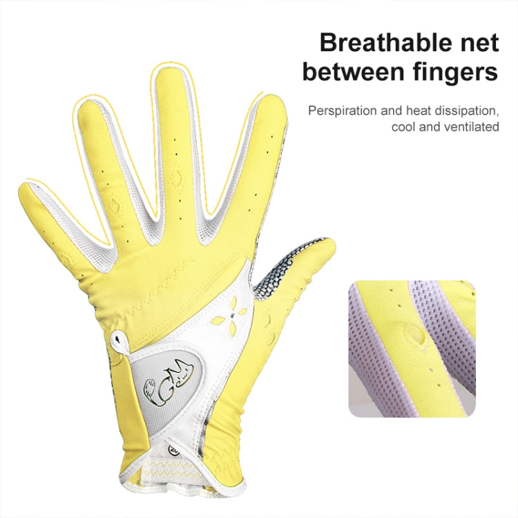 PGM One Pair Golf Non-Slip PU Leather Gloves for Women (Color:Yellow Size:20) - free shipping - PMC TechLife - Order now!
