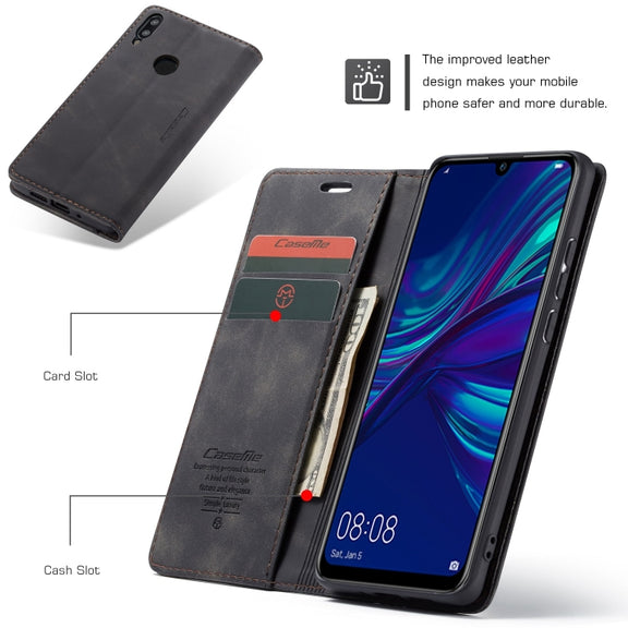 CaseMe Multifunctional Retro Frosted Horizontal Flip Leather Case for Huawei P Smart 2019 /  Honor 10 Lite, with Card Slots & Holder & Wallet(Black)