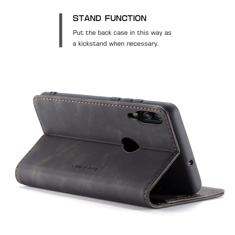 CaseMe Multifunctional Retro Frosted Horizontal Flip Leather Case for Huawei P Smart 2019 /  Honor 10 Lite, with Card Slots & Holder & Wallet(Black)