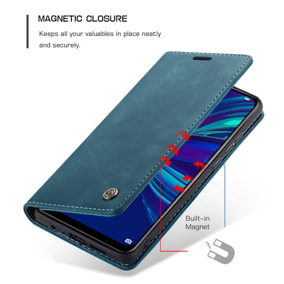 CaseMe Multifunctional Retro Frosted Horizontal Flip Leather Case for Huawei P Smart 2019 /  Honor 10 Lite, with Card Slots & Holder & Wallet(Blue)