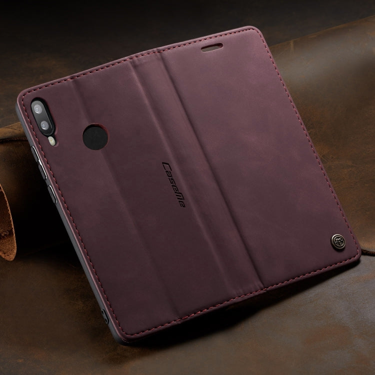 CaseMe Multifunctional Retro Frosted Horizontal Flip Leather Case for Huawei P Smart 2019 /  Honor 10 Lite, with Card Slots & Holder & Wallet(Wine Red)