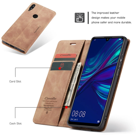 CaseMe Multifunctional Retro Frosted Horizontal Flip Leather Case for Huawei P Smart 2019 /  Honor 10 Lite, with Card Slots & Holder & Wallet(Brown)