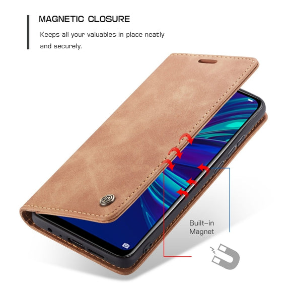 CaseMe Multifunctional Retro Frosted Horizontal Flip Leather Case for Huawei P Smart 2019 /  Honor 10 Lite, with Card Slots & Holder & Wallet(Brown)