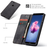 CaseMe Multifunctional Retro Frosted Horizontal Flip Leather Case for Huawei P Smart / Enjoy 7S /  Honor 9 Lite, with Card Slots & Holder & Wallet(Black)
