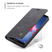 CaseMe Multifunctional Retro Frosted Horizontal Flip Leather Case for Huawei P Smart / Enjoy 7S /  Honor 9 Lite, with Card Slots & Holder & Wallet(Black)