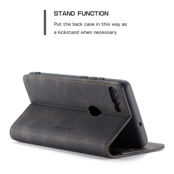CaseMe Multifunctional Retro Frosted Horizontal Flip Leather Case for Huawei P Smart / Enjoy 7S /  Honor 9 Lite, with Card Slots & Holder & Wallet(Black)