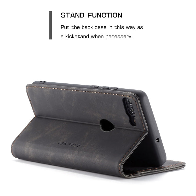 CaseMe Multifunctional Retro Frosted Horizontal Flip Leather Case for Huawei P Smart / Enjoy 7S /  Honor 9 Lite, with Card Slots & Holder & Wallet(Black)