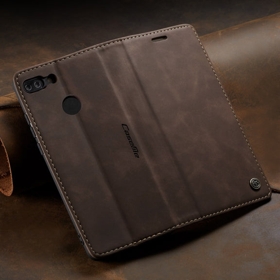 CaseMe Multifunctional Retro Frosted Horizontal Flip Leather Case for Huawei P Smart / Enjoy 7S /  Honor 9 Lite, with Card Slots & Holder & Wallet(Coffee)