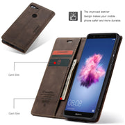 CaseMe Multifunctional Retro Frosted Horizontal Flip Leather Case for Huawei P Smart / Enjoy 7S /  Honor 9 Lite, with Card Slots & Holder & Wallet(Coffee)