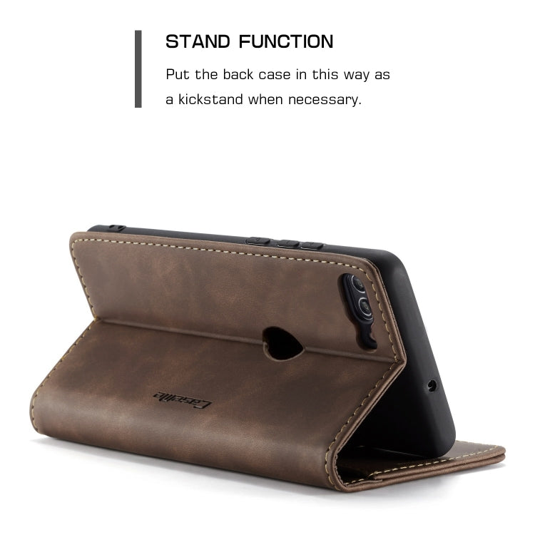 CaseMe Multifunctional Retro Frosted Horizontal Flip Leather Case for Huawei P Smart / Enjoy 7S /  Honor 9 Lite, with Card Slots & Holder & Wallet(Coffee)