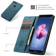 CaseMe Multifunctional Retro Frosted Horizontal Flip Leather Case for Huawei P Smart / Enjoy 7S /  Honor 9 Lite, with Card Slots & Holder & Wallet(Blue)