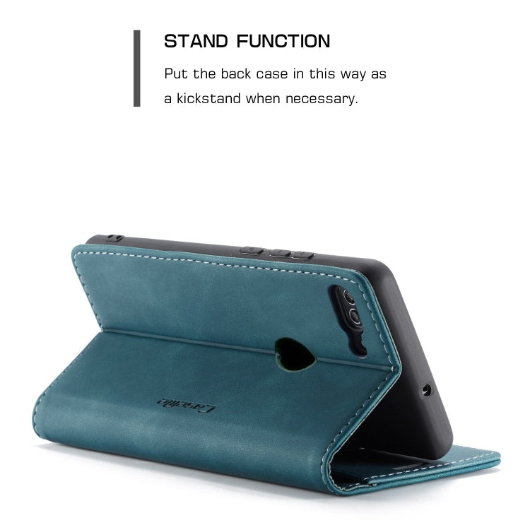 CaseMe Multifunctional Retro Frosted Horizontal Flip Leather Case for Huawei P Smart / Enjoy 7S /  Honor 9 Lite, with Card Slots & Holder & Wallet(Blue)