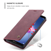 CaseMe Multifunctional Retro Frosted Horizontal Flip Leather Case for Huawei P Smart / Enjoy 7S /  Honor 9 Lite, with Card Slots & Holder & Wallet(Wine Red)