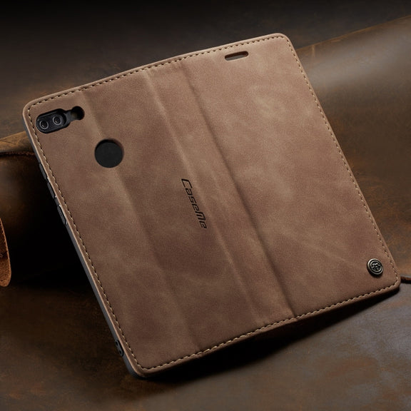 CaseMe Multifunctional Retro Frosted Horizontal Flip Leather Case for Huawei P Smart / Enjoy 7S /  Honor 9 Lite, with Card Slots & Holder & Wallet(Brown)