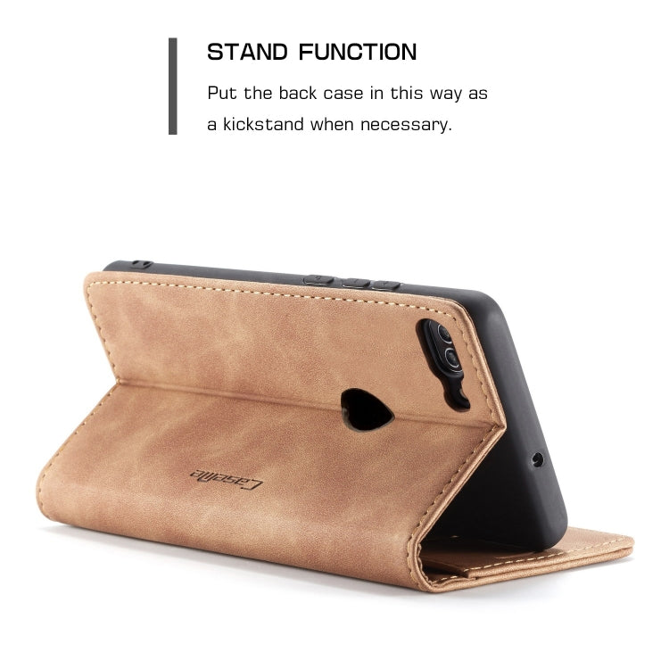 CaseMe Multifunctional Retro Frosted Horizontal Flip Leather Case for Huawei P Smart / Enjoy 7S /  Honor 9 Lite, with Card Slots & Holder & Wallet(Brown)