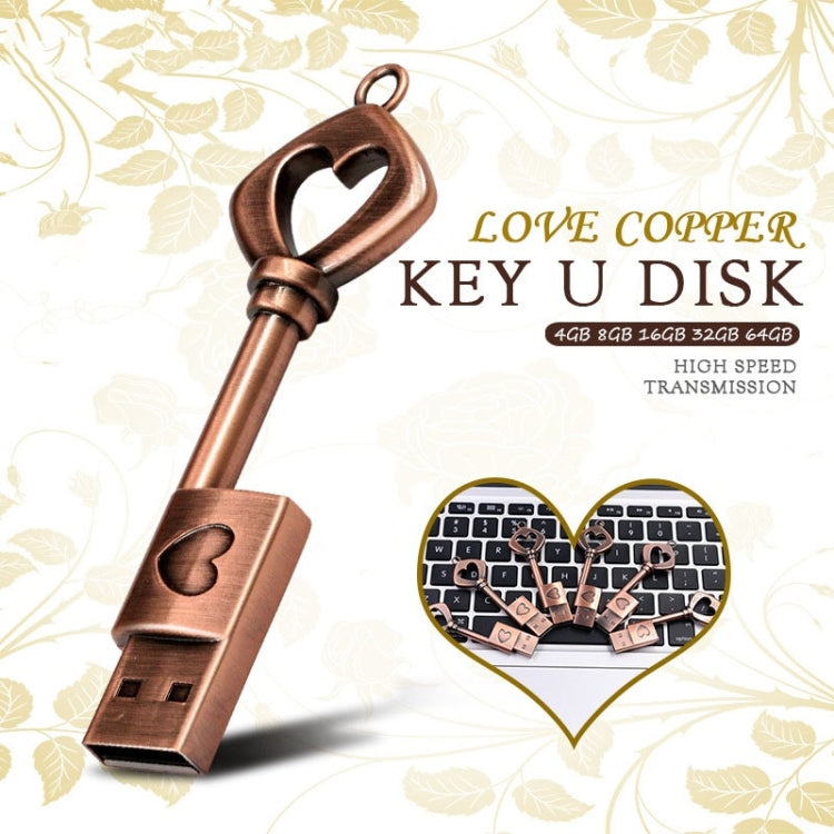 MicroDrive 32GB USB 2.0 Copper Love Key U Disk - USB Flash Drives by MicroDrive | Online Shopping South Africa | PMC TechLife | Buy Now Pay Later Mobicred