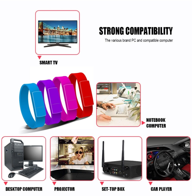 MicroDrive 128GB USB 2.0 Fashion Bracelet Wristband U Disk (Orange) - free shipping - PMC Jewellery - Order now!