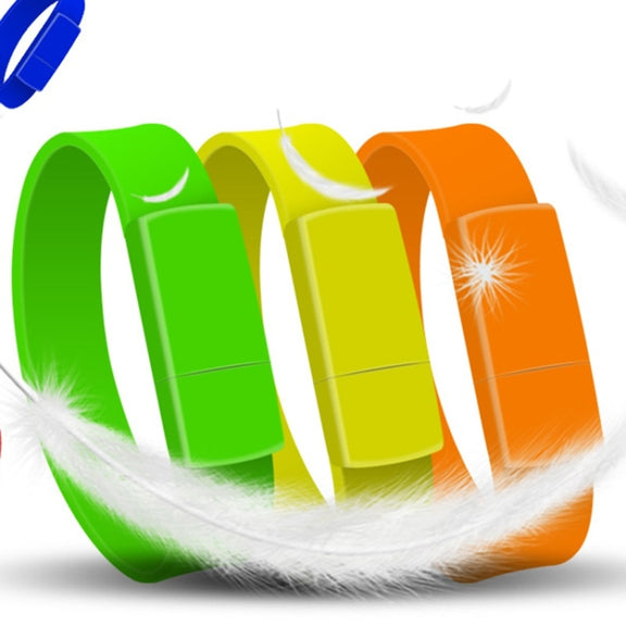 MicroDrive 128GB USB 2.0 Fashion Bracelet Wristband U Disk (Yellow)