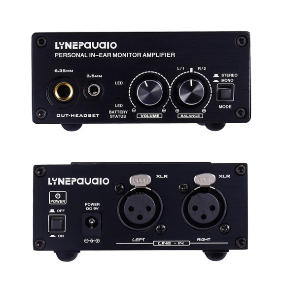 LINEPAUDIO B982 Power Amplifier Instrument Drummer Earphone Monitor Signal Amplifier, Dual XLR Input (Black)