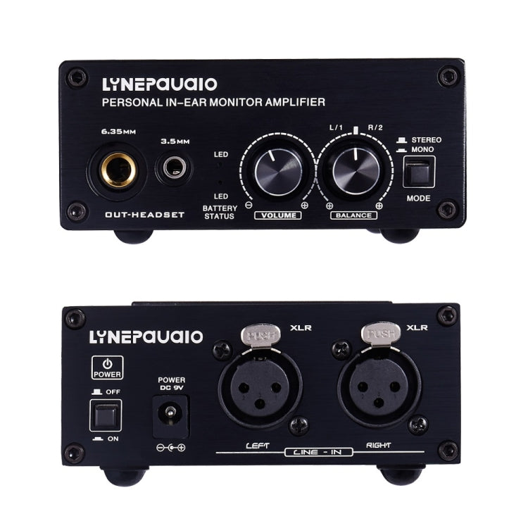 LINEPAUDIO B982 Power Amplifier Instrument Drummer Earphone Monitor Signal Amplifier, Dual XLR Input (Black)