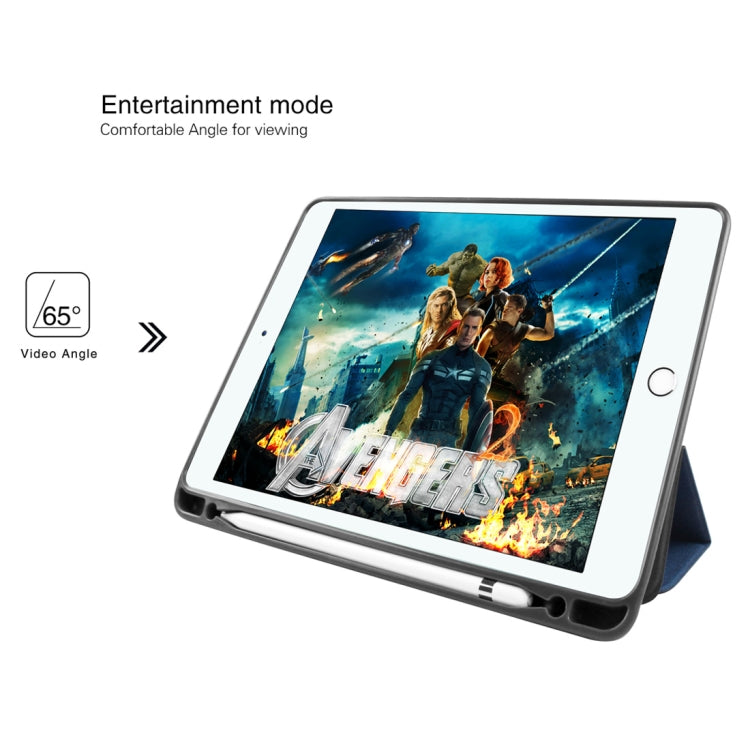 Mutural Exquisite Series Cloth Texture PU+TPU Leather Case for iPad Pro 10.5 inch, with 3-Fold Holder & Pen Slot & Sleep & Wake-up Function(Blue) - free shipping - PMC TechLife - Order now!