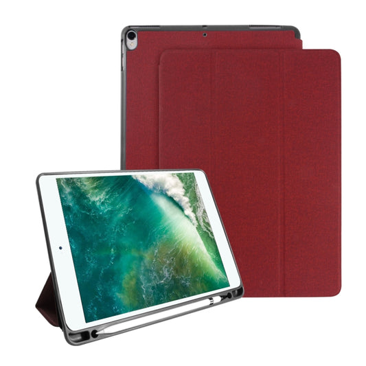 Mutural Exquisite Series Cloth Texture PU+TPU Leather Case for iPad Pro 10.5 inch, with 3-Fold Holder & Pen Slot & Sleep & Wake-up Function(Red) - free shipping - PMC Jewellery - Order now!