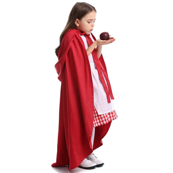 Little Red Riding Hood Parent Child Fairy Tale Drama Performance Costume Little Red Riding Hood Dress Little Maid Two Dress Halloween Costume (Color:Cape+Maid Size:XS)