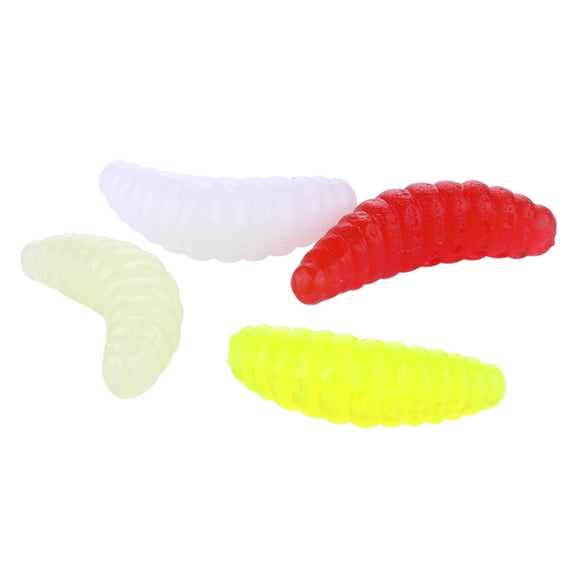 HENGJIA SO106 50 PCS 20mm Simulation Bread Bait Worms Crescent Soft Bait Horseback Fish Worm Bait Fishing Gear (Yellow)