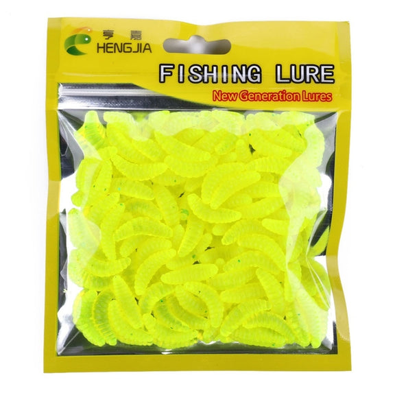 HENGJIA SO106 50 PCS 20mm Simulation Bread Bait Worms Crescent Soft Bait Horseback Fish Worm Bait Fishing Gear (Yellow)