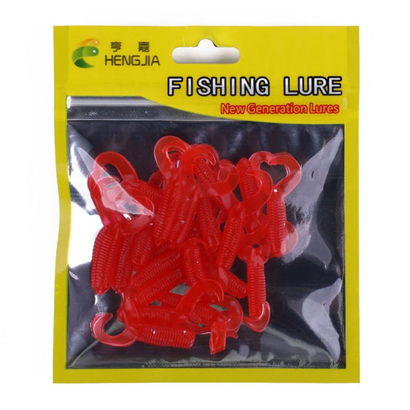 HENGJIA SO105 20 PCS 3.5cm/0.9g Double Tailed Bait Soft Bait for Sea Fishing (Red)