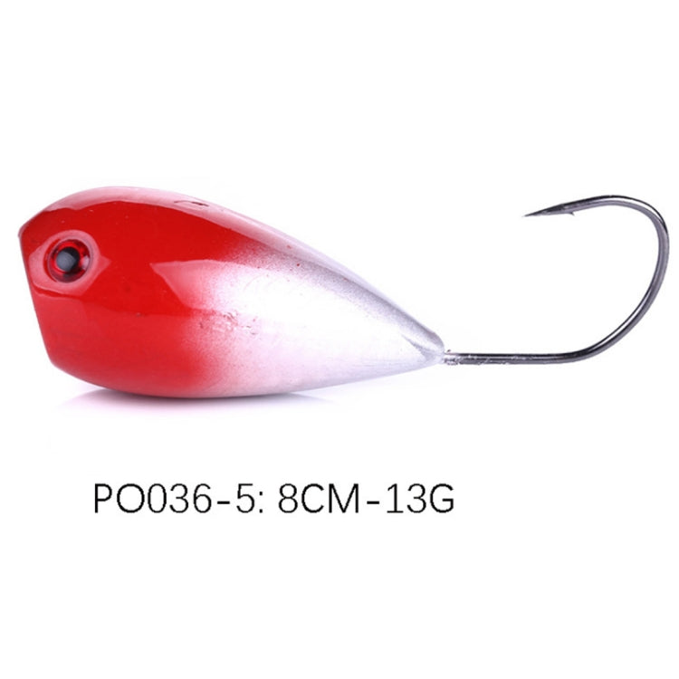 HENGJIA PO036 8cm/13g Big Mouth Single Hook Hitting Water Wave Hard Bait Lure Outdoor Fishing Gear Lure Fishing Bait Fishing Tackle (PO036-5)