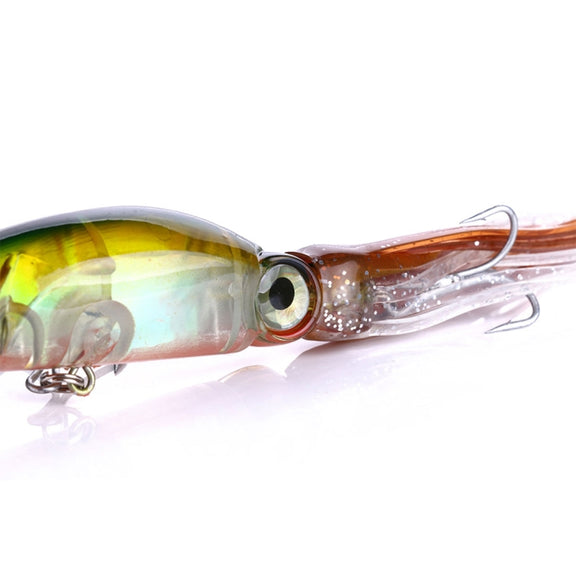 HENGJIA JIZ002 10cm/16.6g 8 PCS Big Octopus Squid Shaped Hard Baits Long Shot Fishing Lures Tackle Baits Fit Sea Fishing and Freshwater Fishing,Boxed