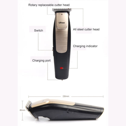 Ufree U-512 Professional Hair Salon Rechargeable Engraved Text Small Hair Clipper Hair Trimmer, EU Plug - free shipping - PMC Jewellery - Order now!