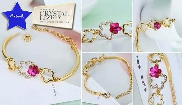 Gold Plated Flower Bracelet - free shipping - PMC Jewellery - Order now!