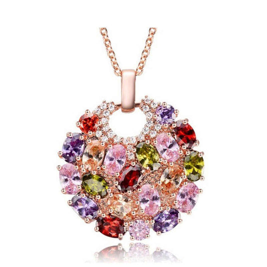 Multicolor Cubic Zirconia Pendant Necklace - free shipping - PMC Jewellery - Order now!