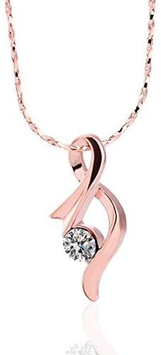 9k Gold White Rhinestone Cancer Ribbon Support Awareness Pendant Necklace Chain - free shipping - PMC Jewellery - Order now!