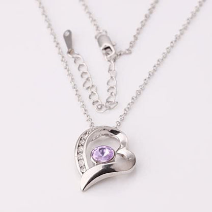 18K Gold Plated Crystal Silver Color Heart Pendant Necklace with Purple Stone - free shipping - PMC Jewellery - Order now!
