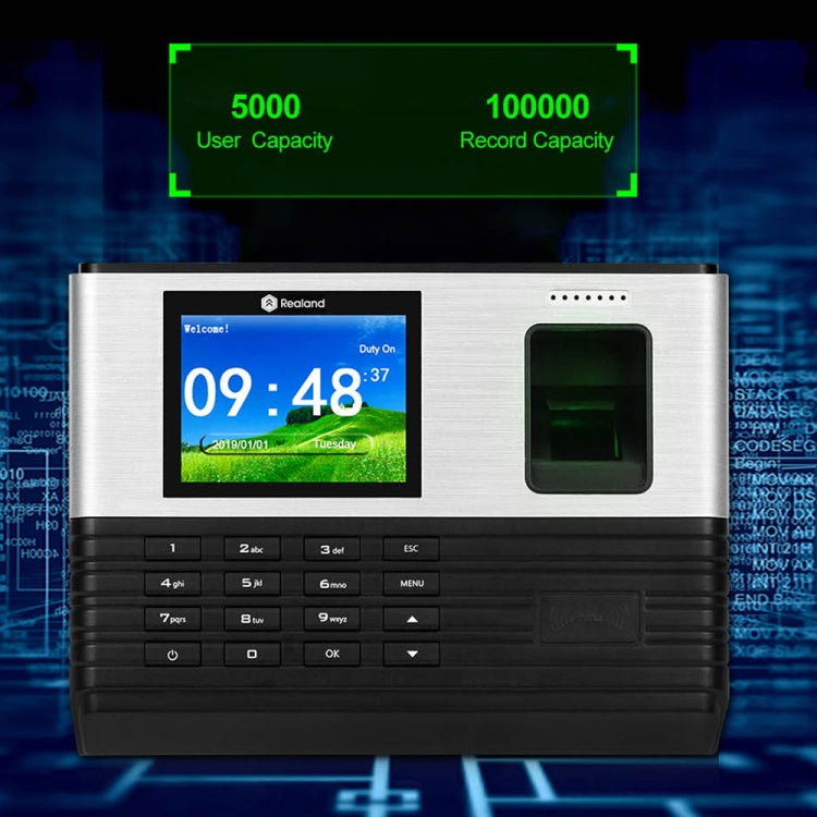 Realand AL355 Fingerprint Time Attendance with 2.8 inch Color Screen & ID Card Function & WiFi - free shipping - PMC Jewellery - Order now!