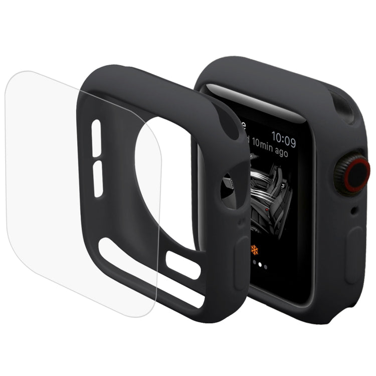 ENKAY Hat-Prince 2 in 1 TPU Semi-clad Protective Shell + 3D Full Screen PET Curved Heat Bending HD Screen Protector for Apple Watch Series 5 & 4 40mm(Black) - Watch Cases by ENKAY | Online Shopping South Africa | PMC TechLife | Buy Now Pay Later Mobicred